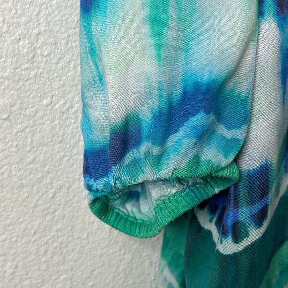 La Blanca Kimono Cover Up Size S/M Blue White Mermaid Embroidered Open Front - Picture 6 of 12